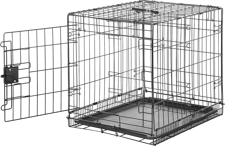 Amazon Basics Durable, Foldable Metal Wire Dog Crate with Tray, Single Door, 24 x 18 x 20 Inches,... | Amazon (US)