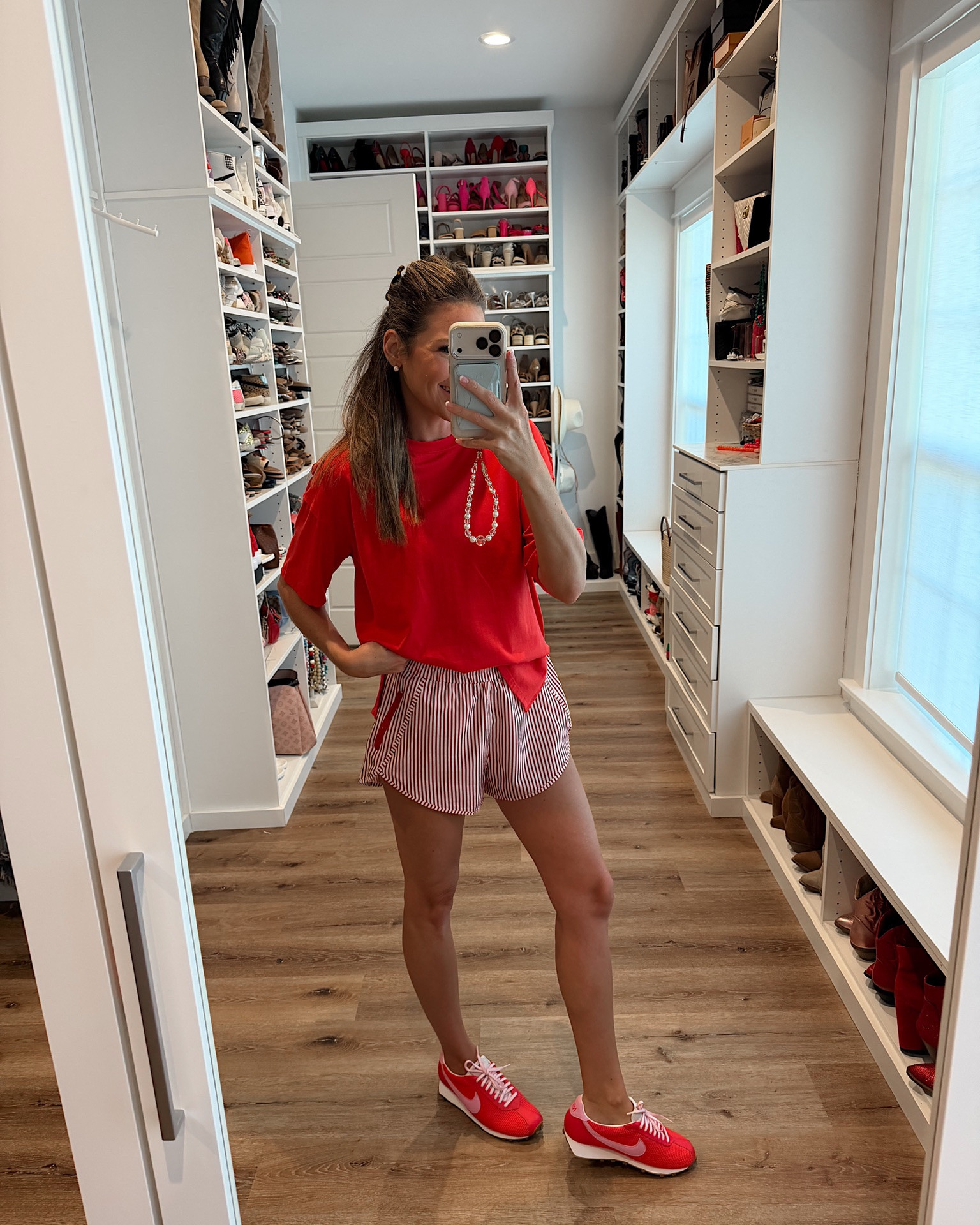 In a small tee, small shorts, medium sports bra, sneakers and accessories- fits tts.

#LTKootd #LTKgrwm #LTKSeasonal