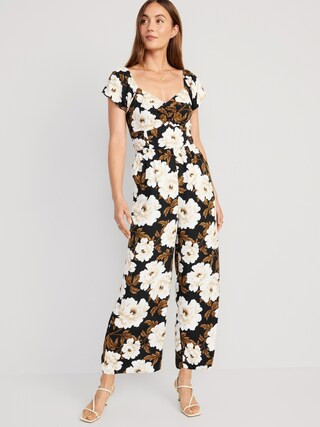 Fit & Flare Flutter-Sleeve Jumpsuit for Women | Old Navy (US)