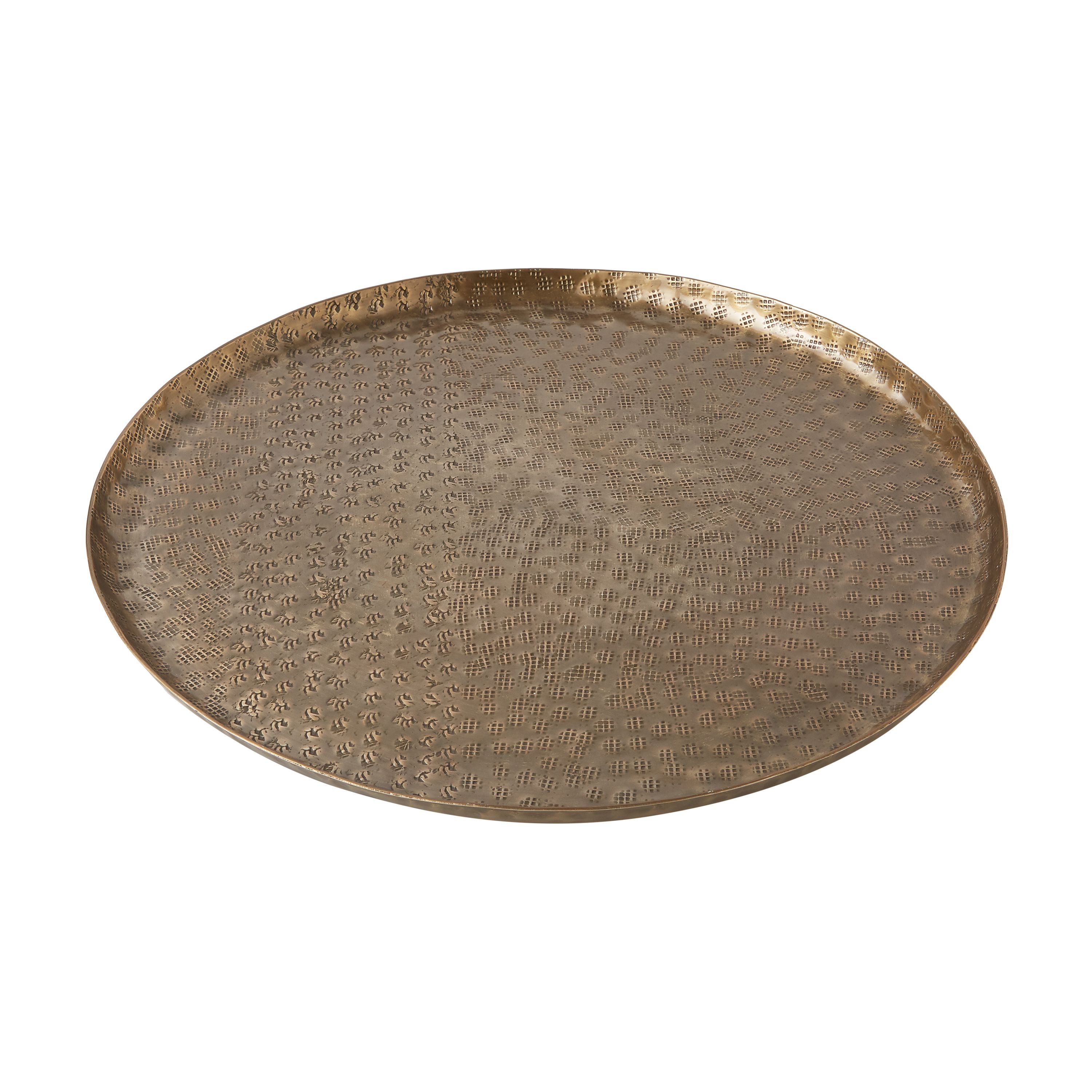 Better Homes & Gardens 16" Round Antique Brass Hammered Metal Tray by Dave & Jenny Marrs | Walmart (US)
