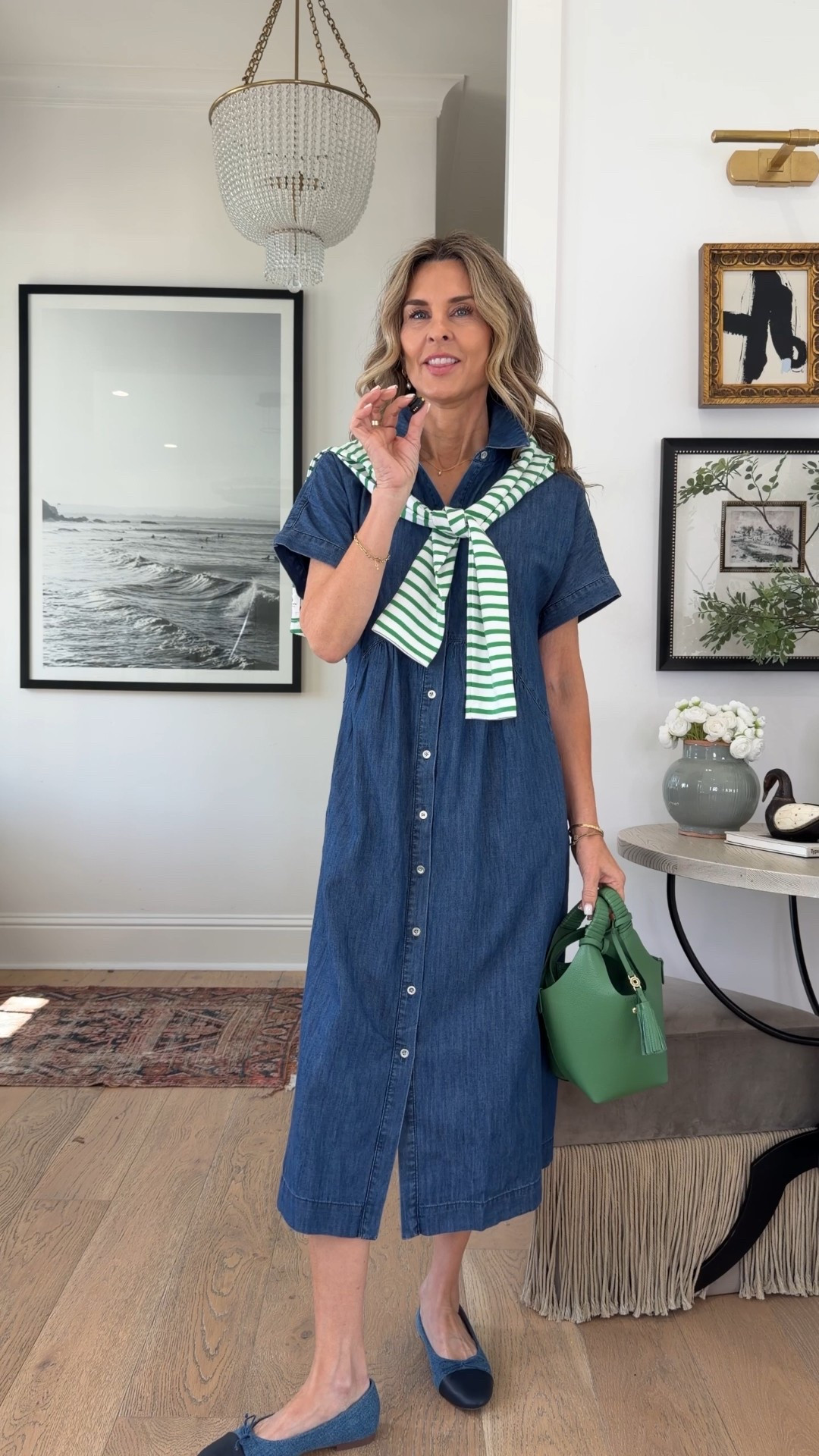 I’m 5’6’’. Talbots spring collection!

-Denim mini dress size XS regular
-Denim cap toed flat TTS, size down if you’re in between
-Green stripe top size XS

#LTKootd #LTKOver40 #LTKSeasonal