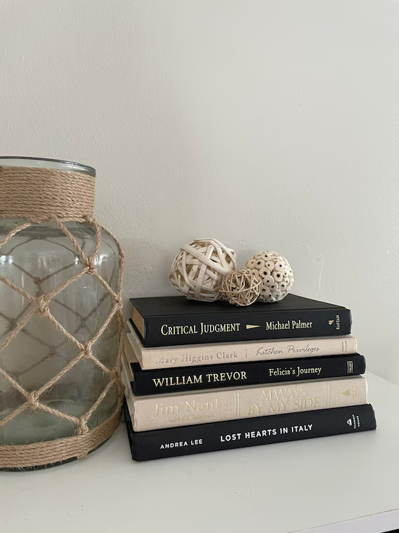 black and tan Books Decor, Book Bundles for Decor, neutral books for decor, Coastal Book Stack, F... | Etsy (US)