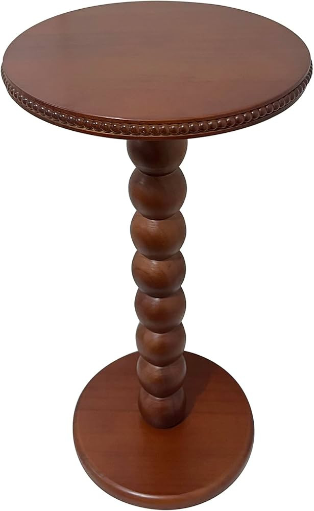 JUIOETURBoho Beaded Round Side Table - Handcrafted Small Accent Table for Small Spaces w/Solid Wo... | Amazon (US)