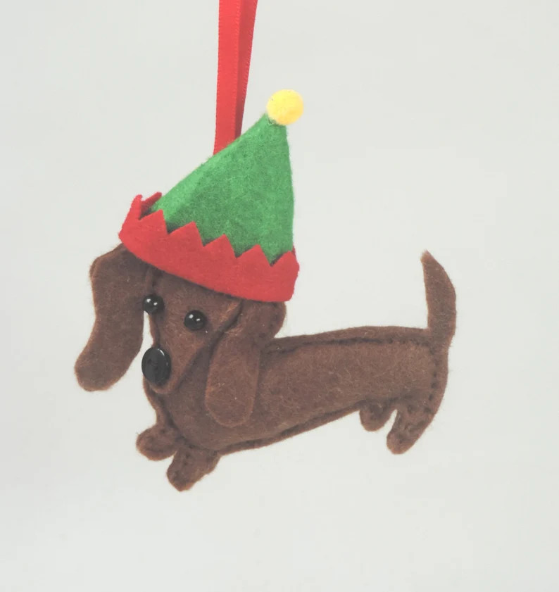 Brown Dachshund Dog, Felt Handmade Window/twig Tree Decoration, Sausage Dog Lovers Gift, Postable... | Etsy (US)
