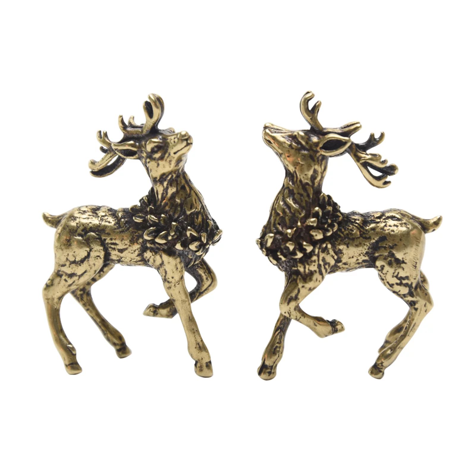 1pair Home Decor Collection Brass Deer Figurine Antique Craft Desktop Ornament - Walmart.com | Walmart (US)