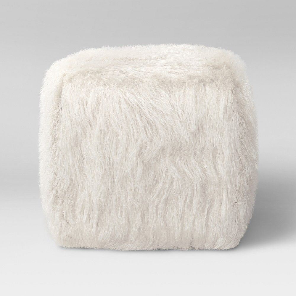 Faux Fur Pouf Ottoman White - Room Essentials | Target
