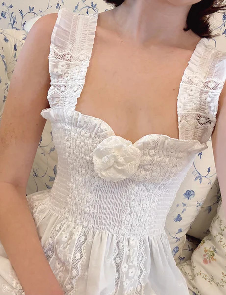 The Rosetta Nap Dress - White Broderie Voile | Hill House Home US