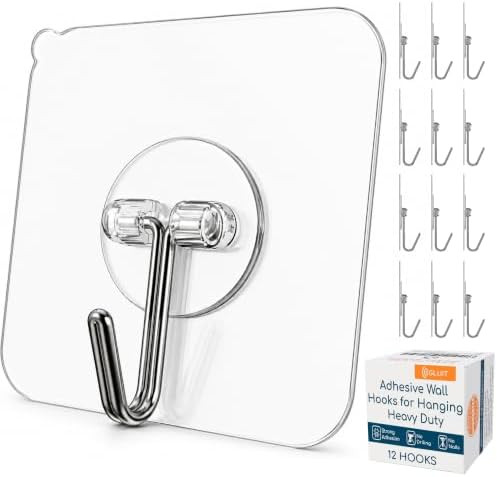 Adhesive Wall Hooks for Hanging Heavy Duty 22 lbs, Hooks for Walls, No Drill, Strong Permanent Ho... | Amazon (US)