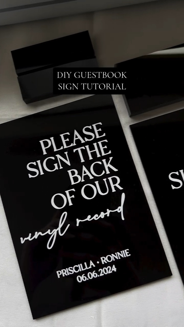 A lot of you tripped out over transferring the full vinyl and weeding it out afterwards - highly reccomend you give this a shot because it’s so much easier to keep punctuation in place 🙌🏼 #weddingplanning #weddingdiy #diybride #guestbooksign