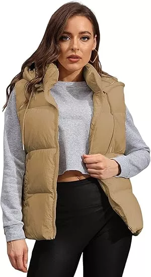 ANAYSN Women's Cropped Puffer Vest Lightweight Sleeveless Warm Vests for Women Winter Stand Collar Padded Gilet