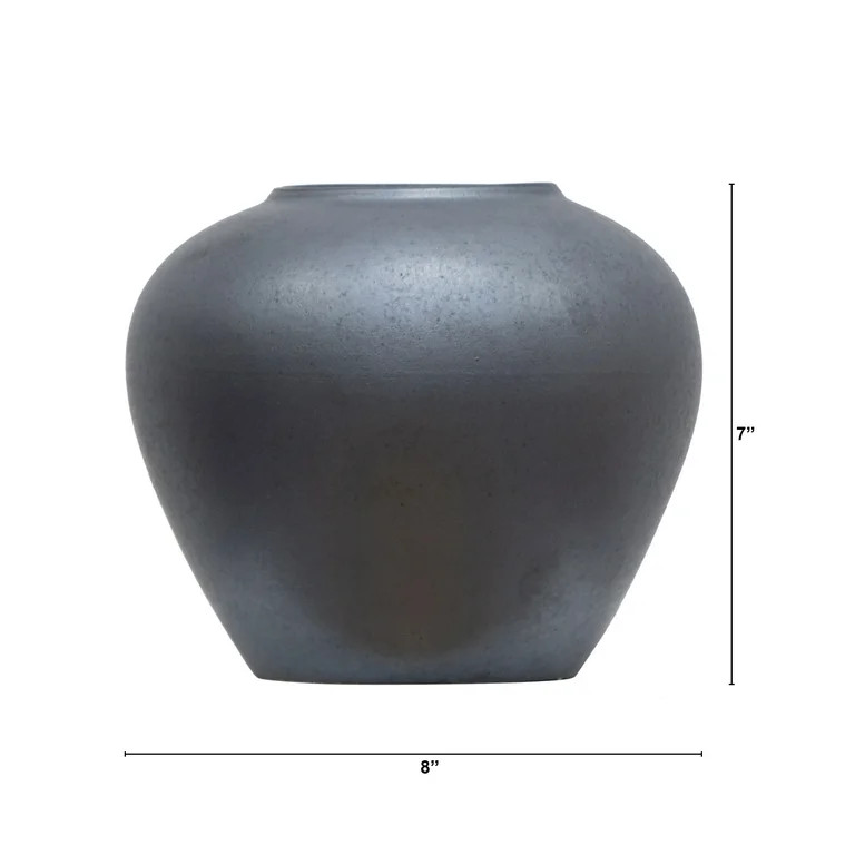 Better Homes & Gardens 7" Dark Gray Ceramic Round Urn Vase | Walmart (US)