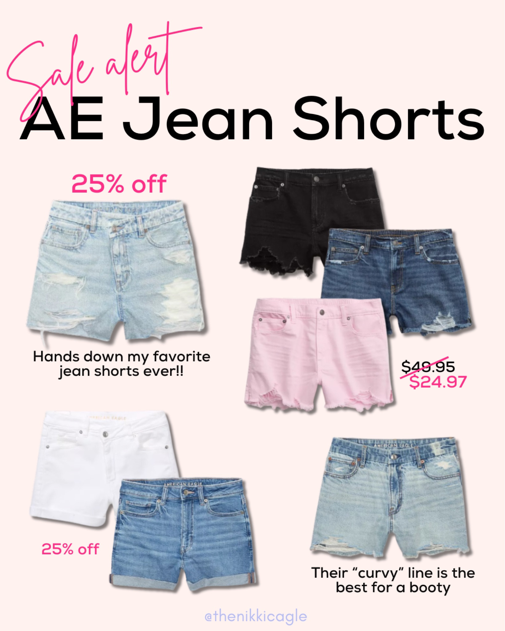 Who knew AE stepped up their Jean game so much so that they actually FIT curves?! I am so beyond pleasantly surprised at how well these Jean shorts fit - and TTS (some even run a little bigger!!). It’s not like squeezing into tiny juniors shorts. Love the curvy and mom shorts the most. All on sale!

Jean shorts. Jeans. Shorts. Mom shorts. High waisted shorts. American Eagle. Aerie  

#LTKStyleTip #LTKSaleAlert #LTKFindsUnder50