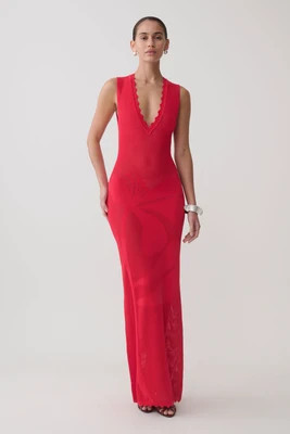 Pippa Floral Knit Maxi Dress / Pomegranate | MESHKI | L | MESHKI US