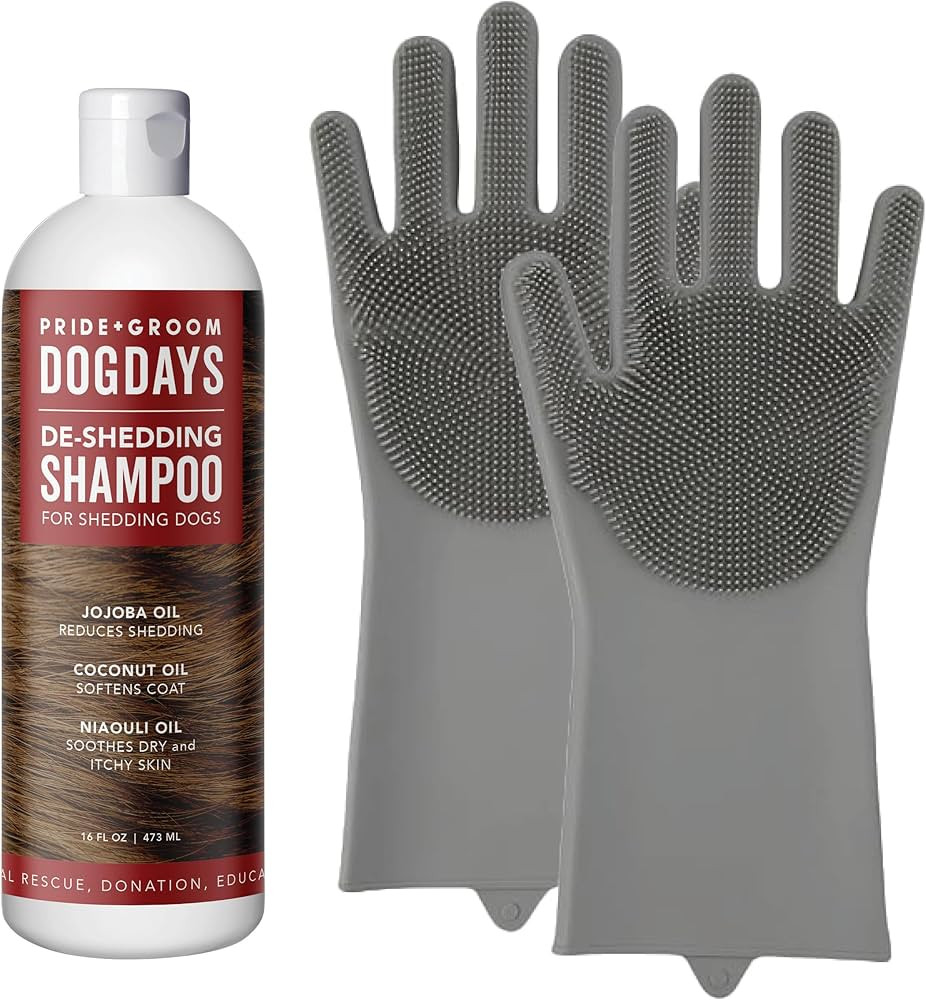 Pride and Groom DogDays De-Shedding The Scrub Kit - Natural Dog Shampoo with Silicone Scrubber Gl... | Amazon (US)