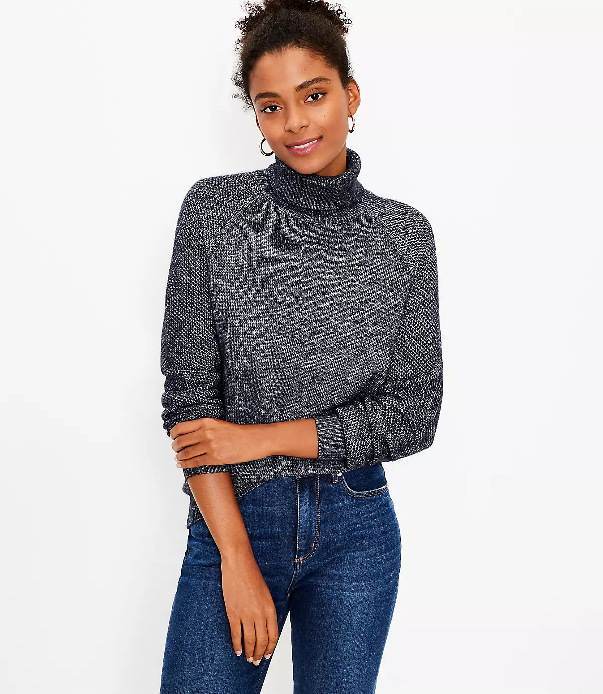Mixed Stitch Turtleneck Sweater | LOFT | LOFT