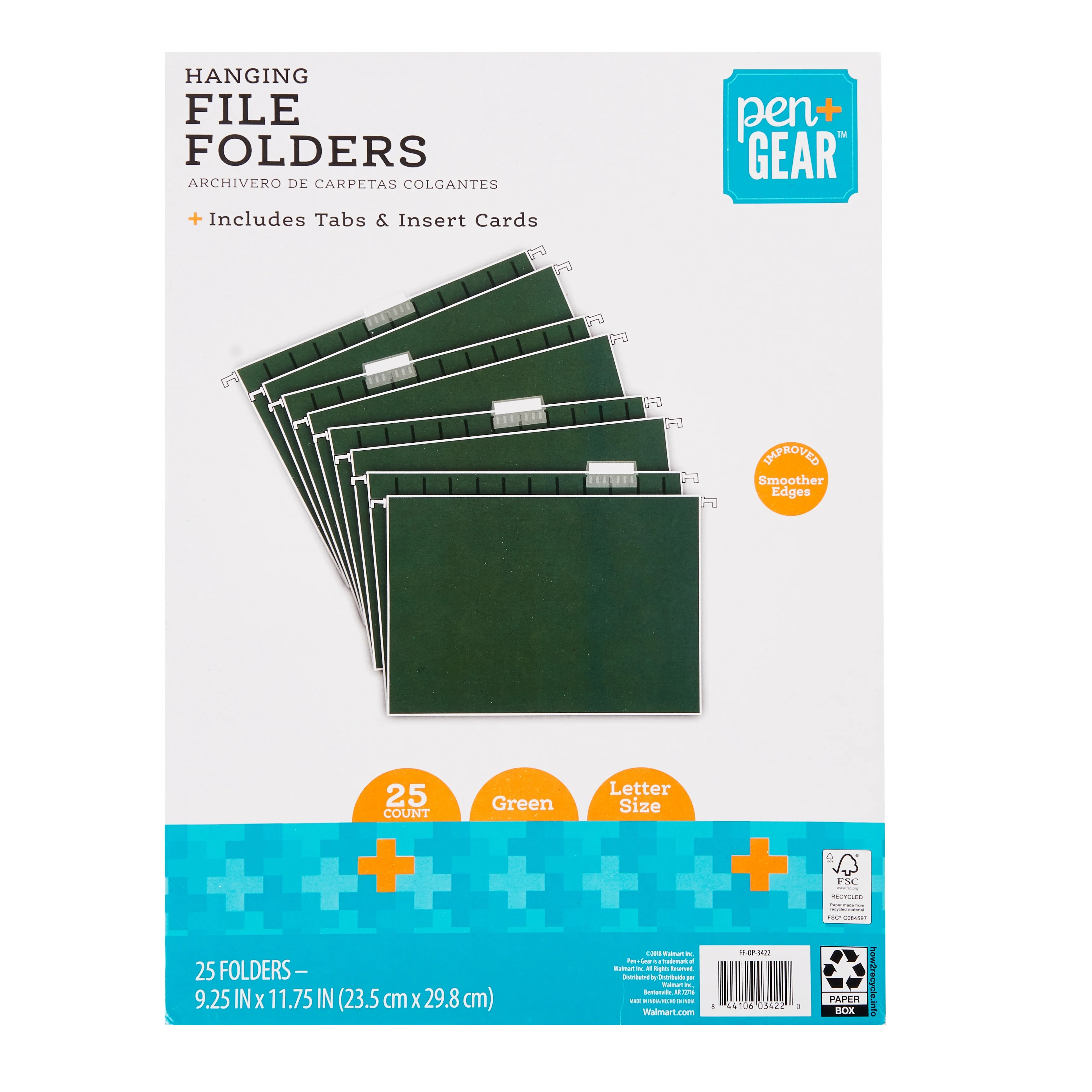 Pen+Gear Green Letter Size Hanging File Folders, 25 Count | Walmart (US)