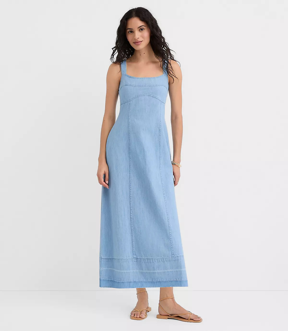 Chambray Released Hem Midi Dress | LOFT