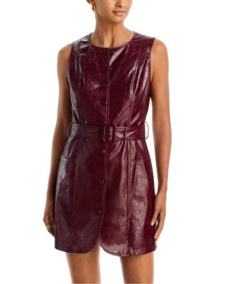 Aqua Faux Leather Belted Mini Dress - Exclusive | Bloomingdale's (US)