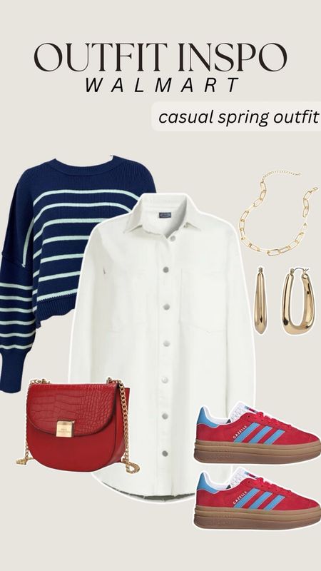 Walmart spring outfit inspo with a pop of red! 

#LTKstyletip #LTKSeasonal