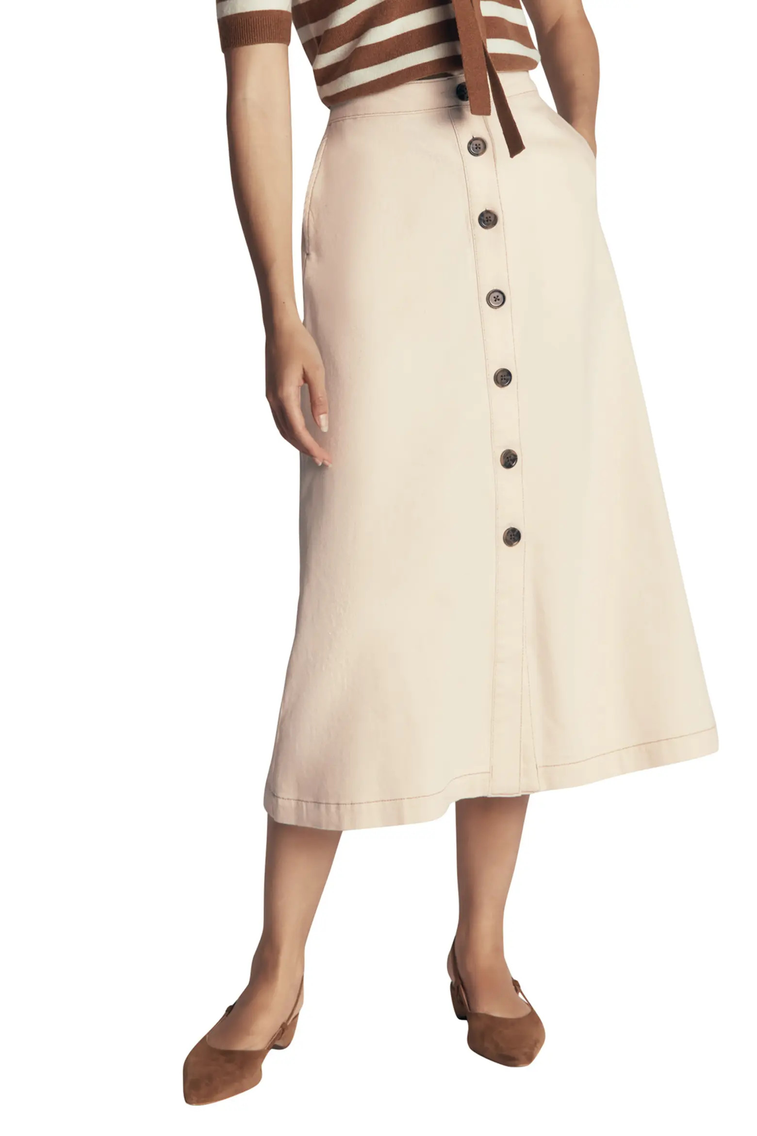 Boden Button Front Denim Midi Skirt (Women) | Nordstrom | Nordstrom