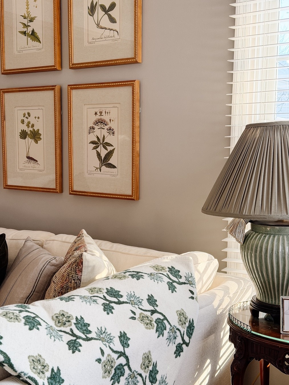 Spring refresh for our living room!  These botanical art prints are one of my most requested links, and this floral vine blanket is so cozy!

Living room refresh, spring home decor, spring refresh, traditional design inspo, transitional design inspo, floral wall art, botanical wall art, cozy blanket, throw pillows, table lamp, decorative tassels, silver picture frames 

#LTKHome