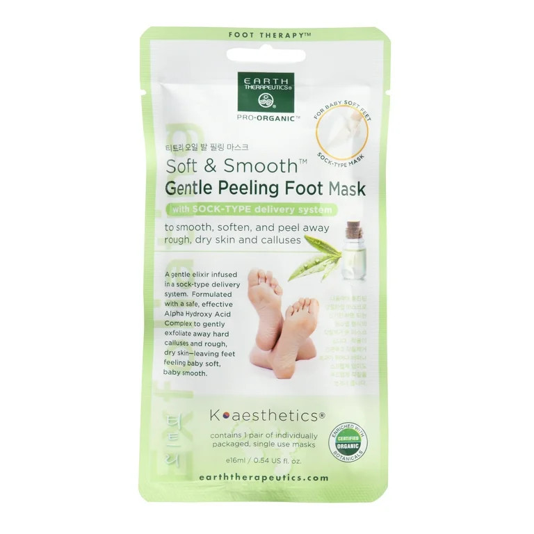 Earth Therapeutics Soft & Smooth Gentle Peeling Foot Mask, 0.54 fl oz | Walmart (US)