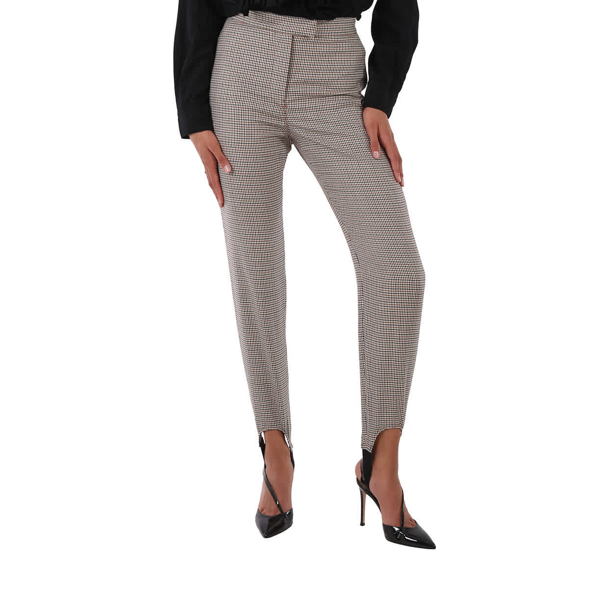 Burberry Houndstooth Check Stretch Wool Tailored Jodhpurs In Antique Yellow | Shop Simon