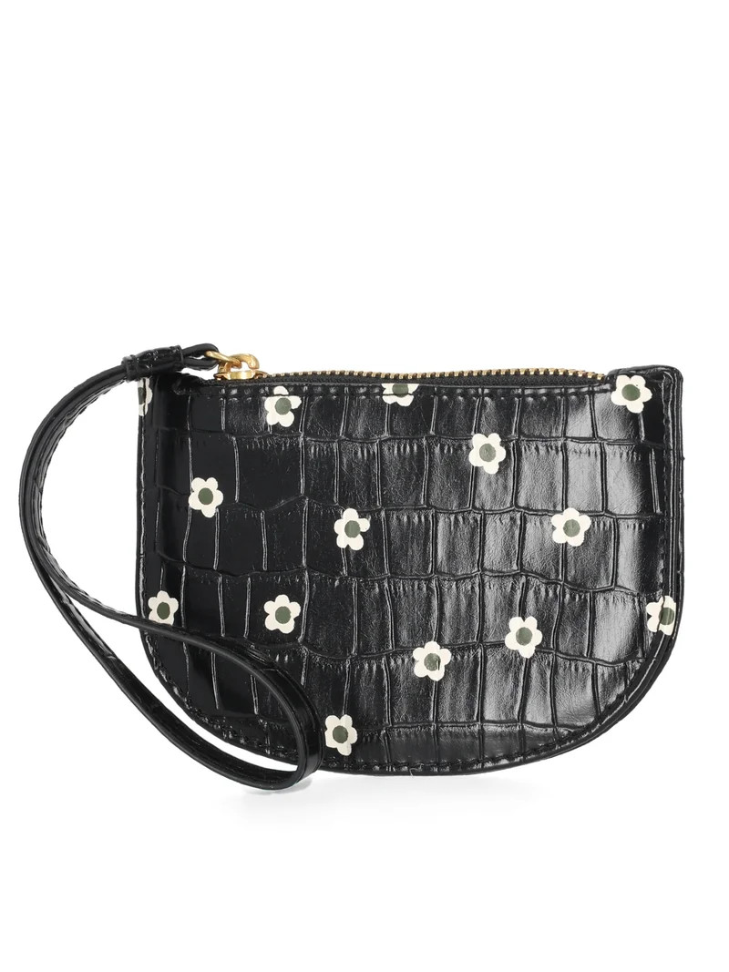 Free Assembly Women's Wristlet Wallet, Croco Black Print | Walmart (US)