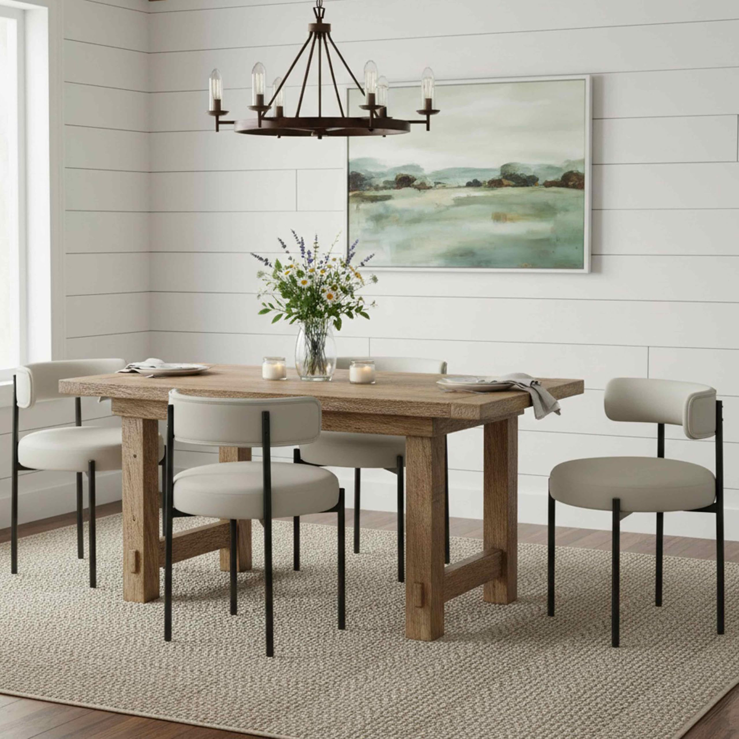 Faux Leather Dining Chairs Set of 4, Upholstered Kitchen and Dining Room Chairs, Mid-Century Mode... | Amazon (US)