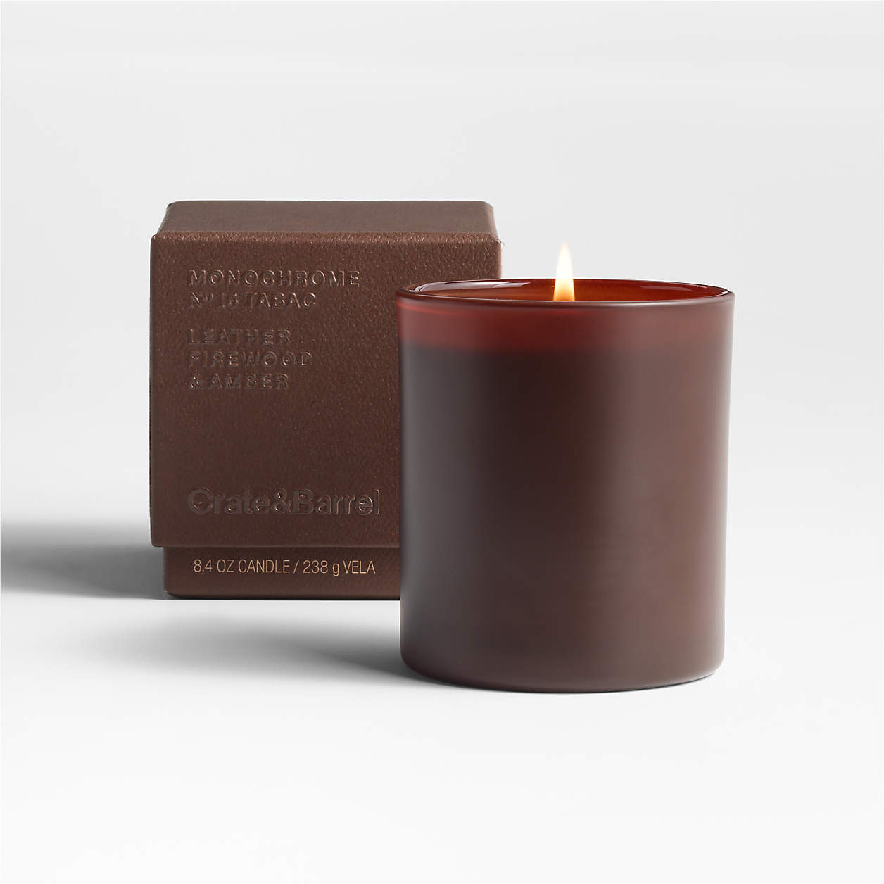 Monochrome No. 16 Tabac 1-Wick Scented Candle - Leather, Firewood and Amber + Reviews | Crate & B... | Crate & Barrel