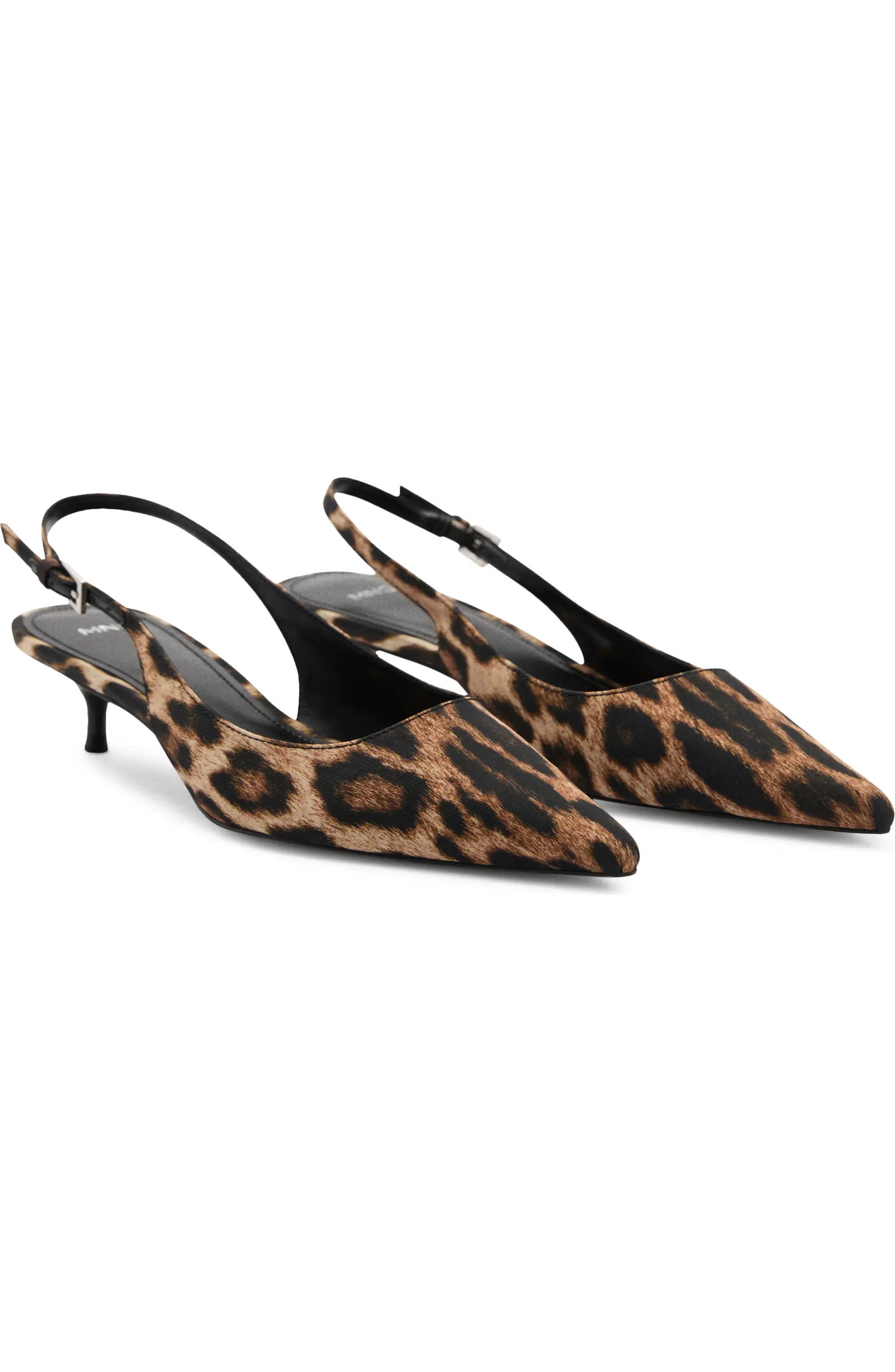 MANGO Leopard Print Pointed Toe Slingback Pump (Women) | Nordstrom | Nordstrom