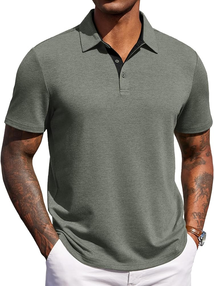 COOFANDY Mens Polo Shirts Short Sleeve Casual Summer Polo Tee Collared Tops | Amazon (US)