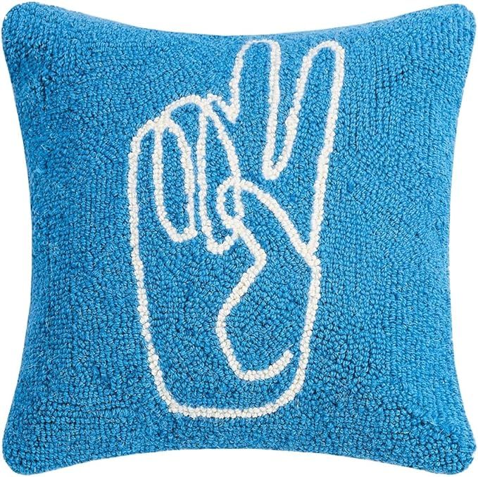 Peking Handicraft 30APS23BC14SQ Peace Hand Hook Pillow, 14-inch Square | Amazon (US)