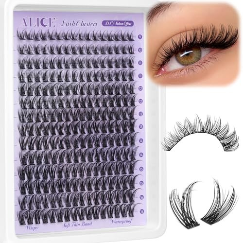 Lash Clusters Natural Wispy Cluster Eyelash Extensions DIY Individual Lashes Lash Extension Waterproof Cluster Lashes 224pcs 9-16mm Soft Thin Band by ALICE | Amazon (US)