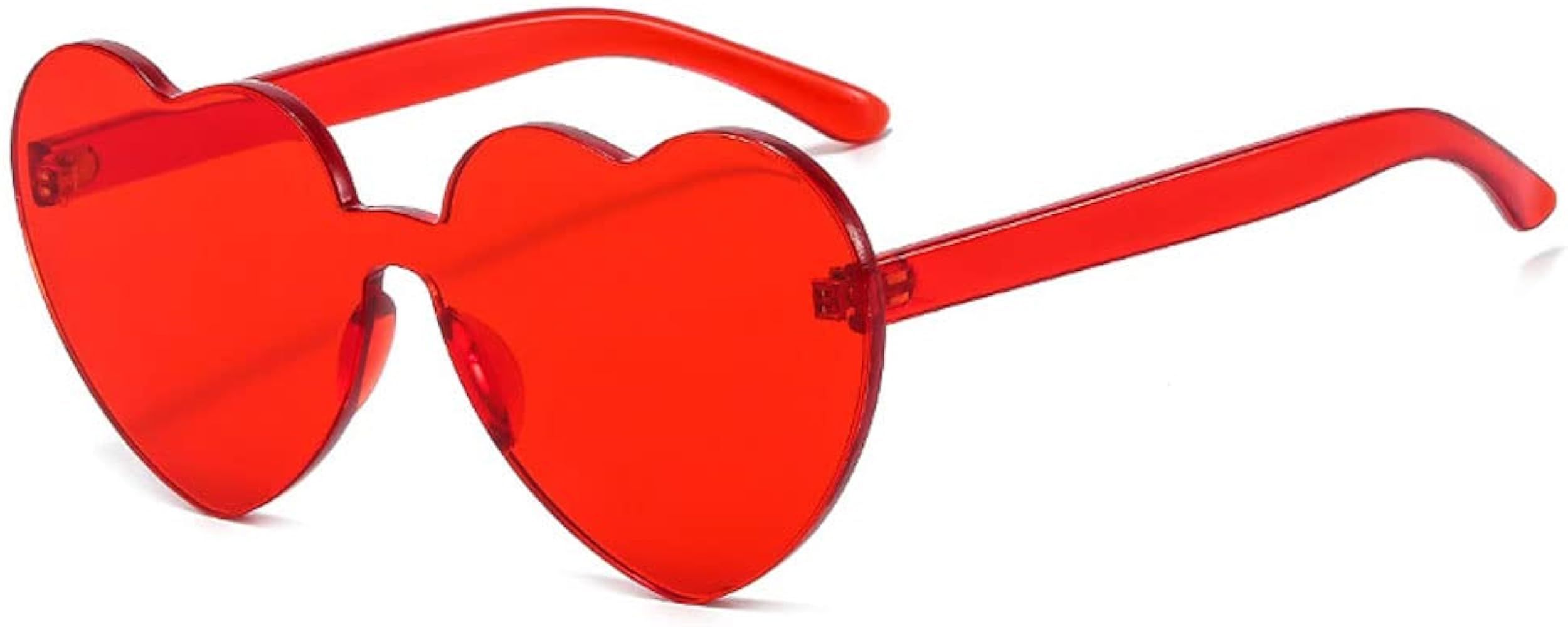 YooThink Love Heart Shaped Sunglasses for Women Colorful Rimless Sunglasses Party Sunglasses | Amazon (US)