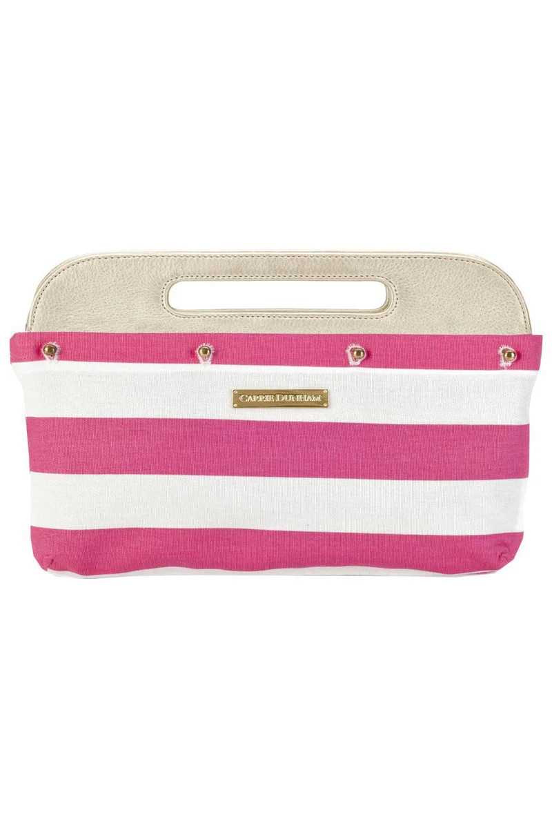 Pink Cabana Striped Clutch Cover | CARRIE DUNHAM