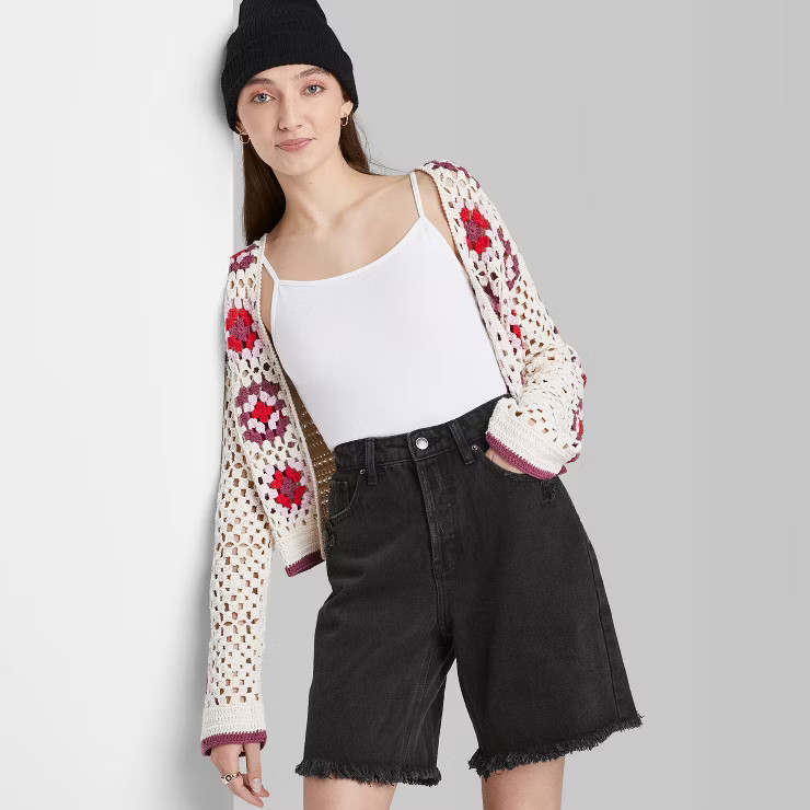 Women's High-Rise Wide Leg Bermuda Jean Shorts - Wild Fable™ | Target