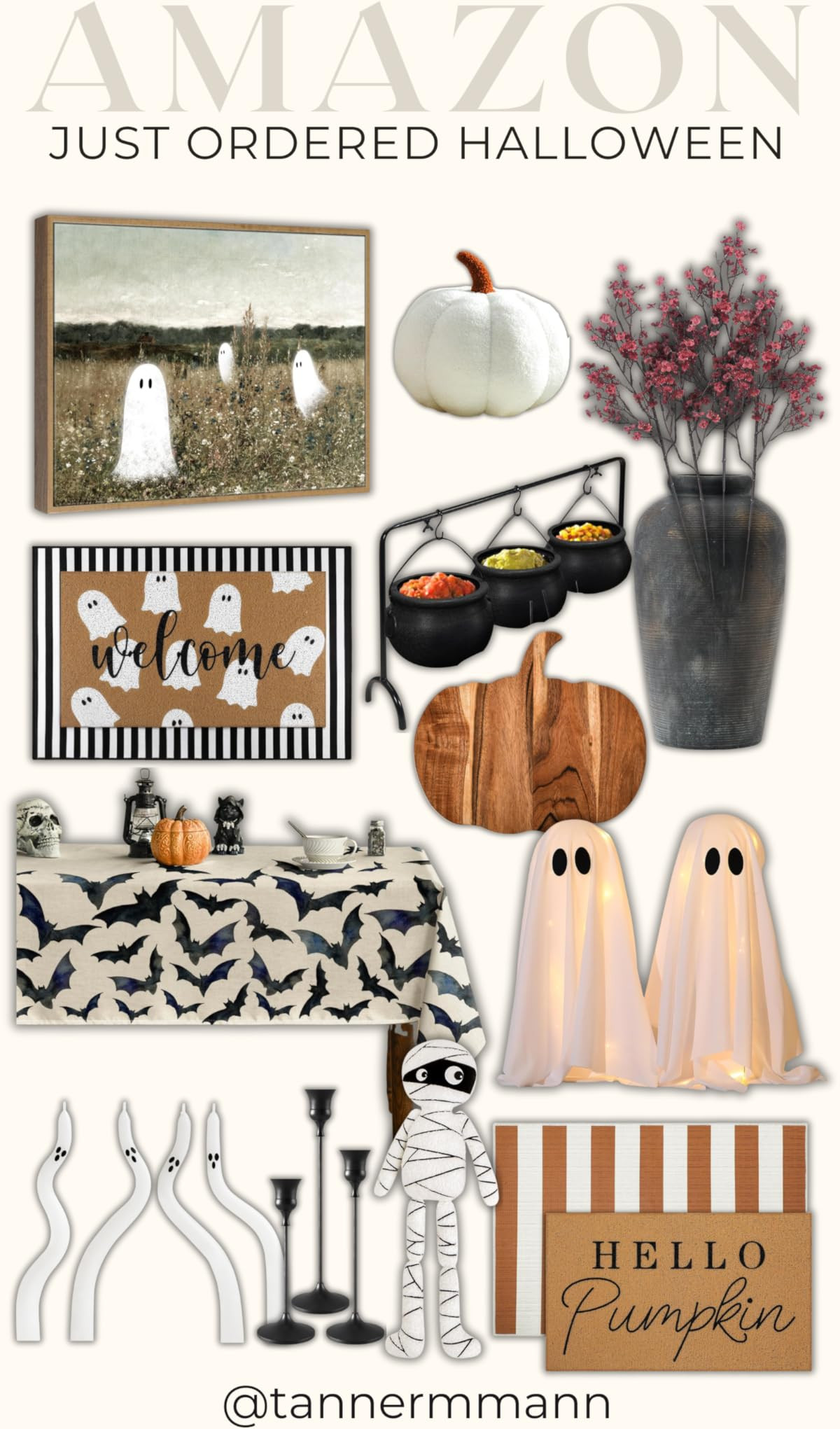 Pinetree Art Funny Wall Art for Bathroom, Cute Ghosts at Wildflower Meadow Framed Canvas Painting Prints - Vintage Spooky Wall Art for Bedroom Home Decor (8" x 10", K) | Amazon (US)