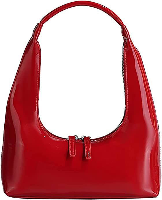 Glossy Hobo Bag for Women Designer Clutch Party Purse Handbag with Shiny Patent Leather | Amazon (US)