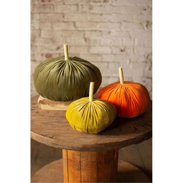 3 Piece Velvet Pumpkins Set | Wayfair North America