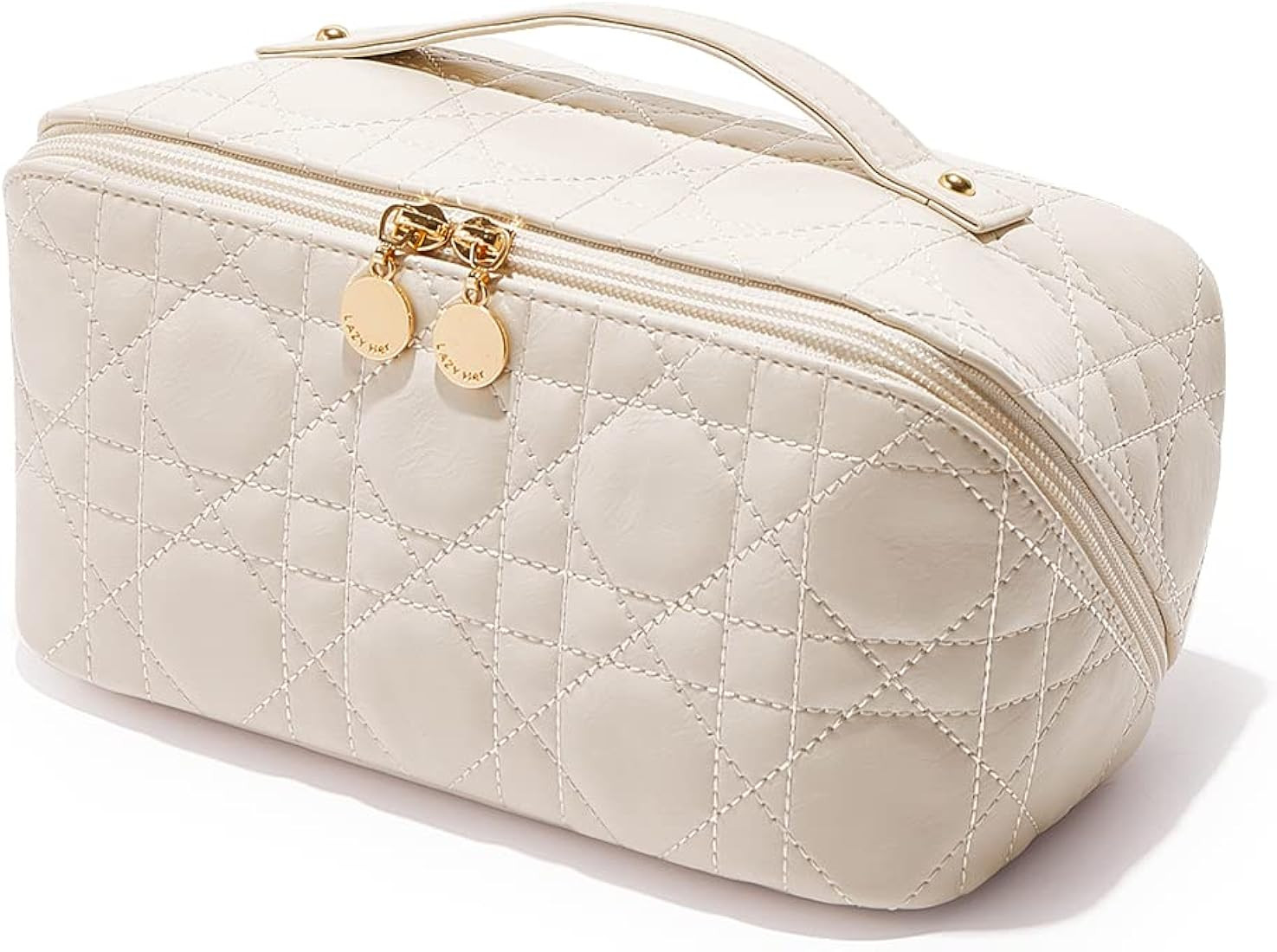 EACHY Travel Makeup Bag,Large Capacity Cosmetic Bags for Women,Waterproof Portable Pouch Open Fla... | Amazon (US)