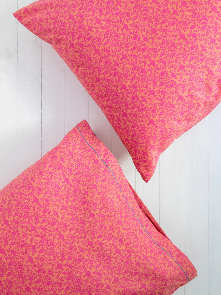 Mixed Print Soft Cotton Pillow Case - Pink Ditsy | Natural Life