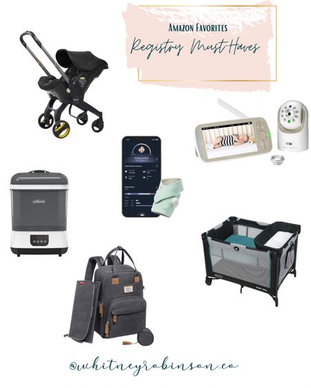 Amazon Registry must-haves: 
Doona stroller & car seat 
Baby monitor 
Owlet sock monitor
Diaper bag backpack 
Dr. Brown’s bottle steamer and dryer 
Pack & Play with bassinet and changing table 

#LTKfamily #LTKbump #LTKbaby