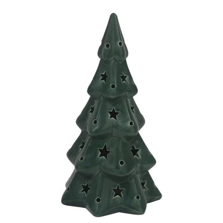 Holiday Time 8.5" Large LED Glazed Ceramic Christmas Tree, Green | Walmart (US)