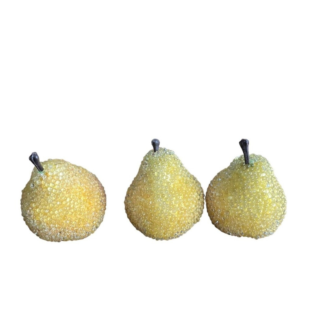 Sugar Fruit Sugared Beaded Pears Set of Three - Etsy | Etsy (US)