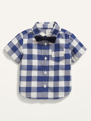 Short-Sleeve Gingham Pocket Shirt & Bow-Tie Set for Baby | Old Navy (US)