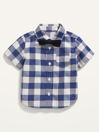 Short-Sleeve Gingham Pocket Shirt &#x26; Bow-Tie Set for Baby | Old Navy (US)