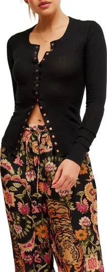 Free People Going Places Pointelle Stitch Snap Front Top | Nordstrom | Nordstrom