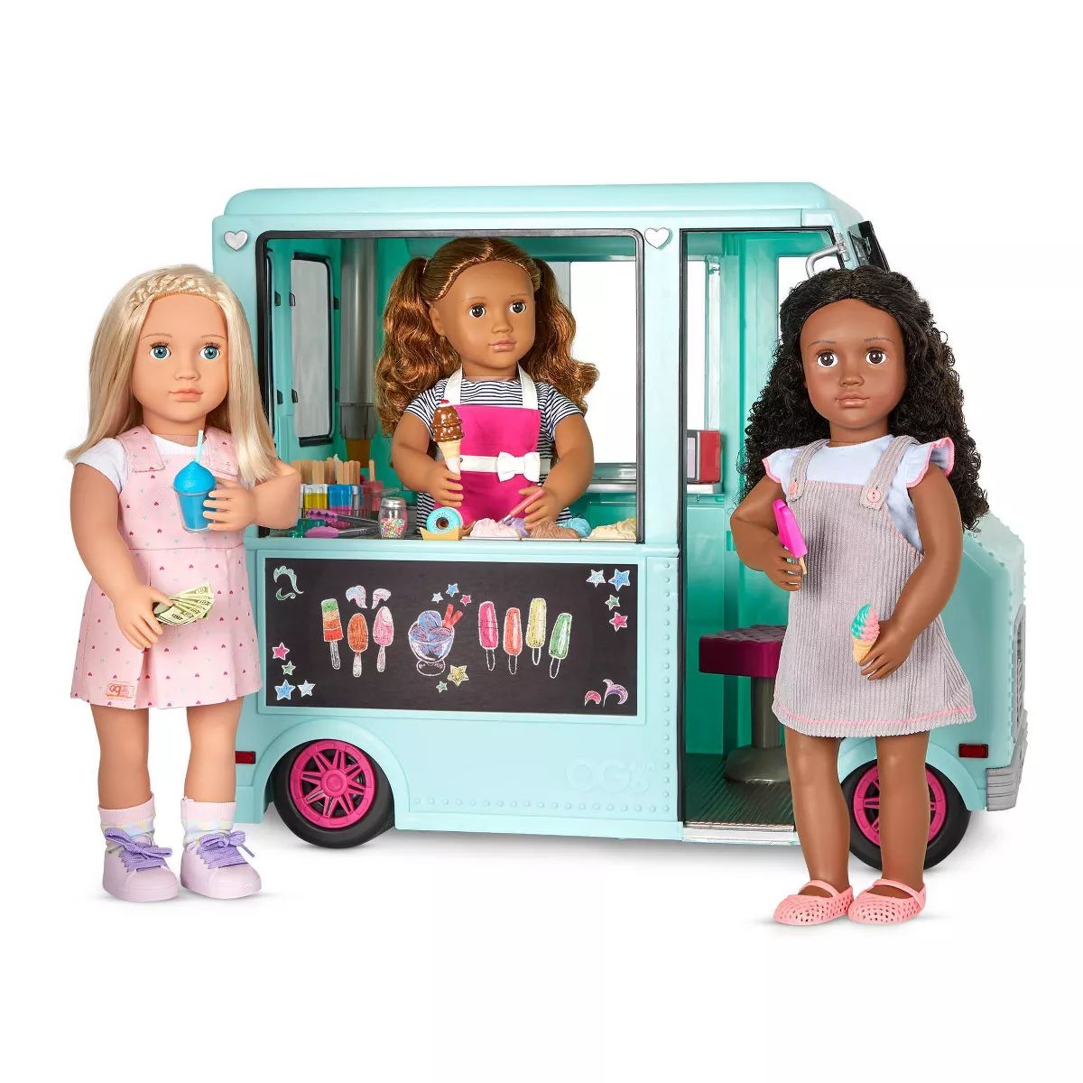 Our Generation Sweet Stop Ice Cream Truck with Electronics for 18" Dolls - Light Blue | Target