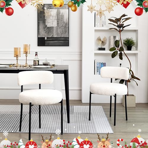 DYHOME White Dining Chairs Set of 2, Mid-Century Modern Dining Chairs, Kitchen Dining Room Chairs... | Amazon (US)